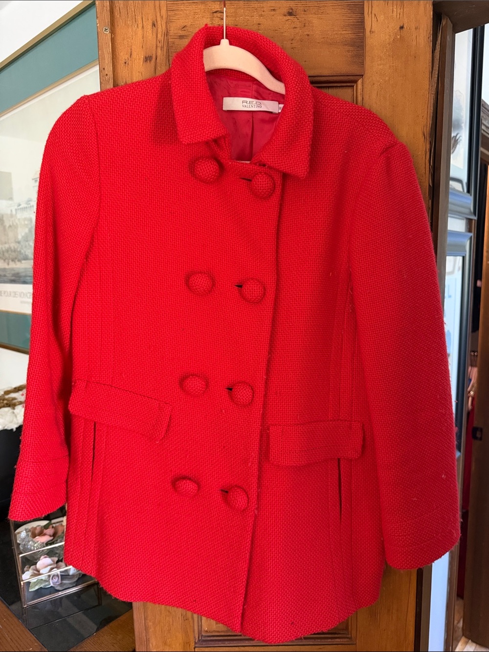 RED Valentino Bright Red Double-Breasted Peacoat